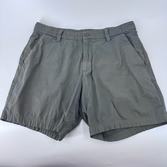 lululemon athletica Greenish/ Tan Flat Front Shorts - Picture 3 of 8